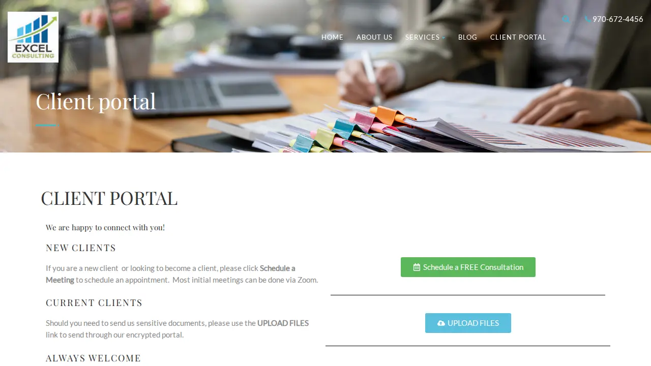 Excel Consulting Solutions page