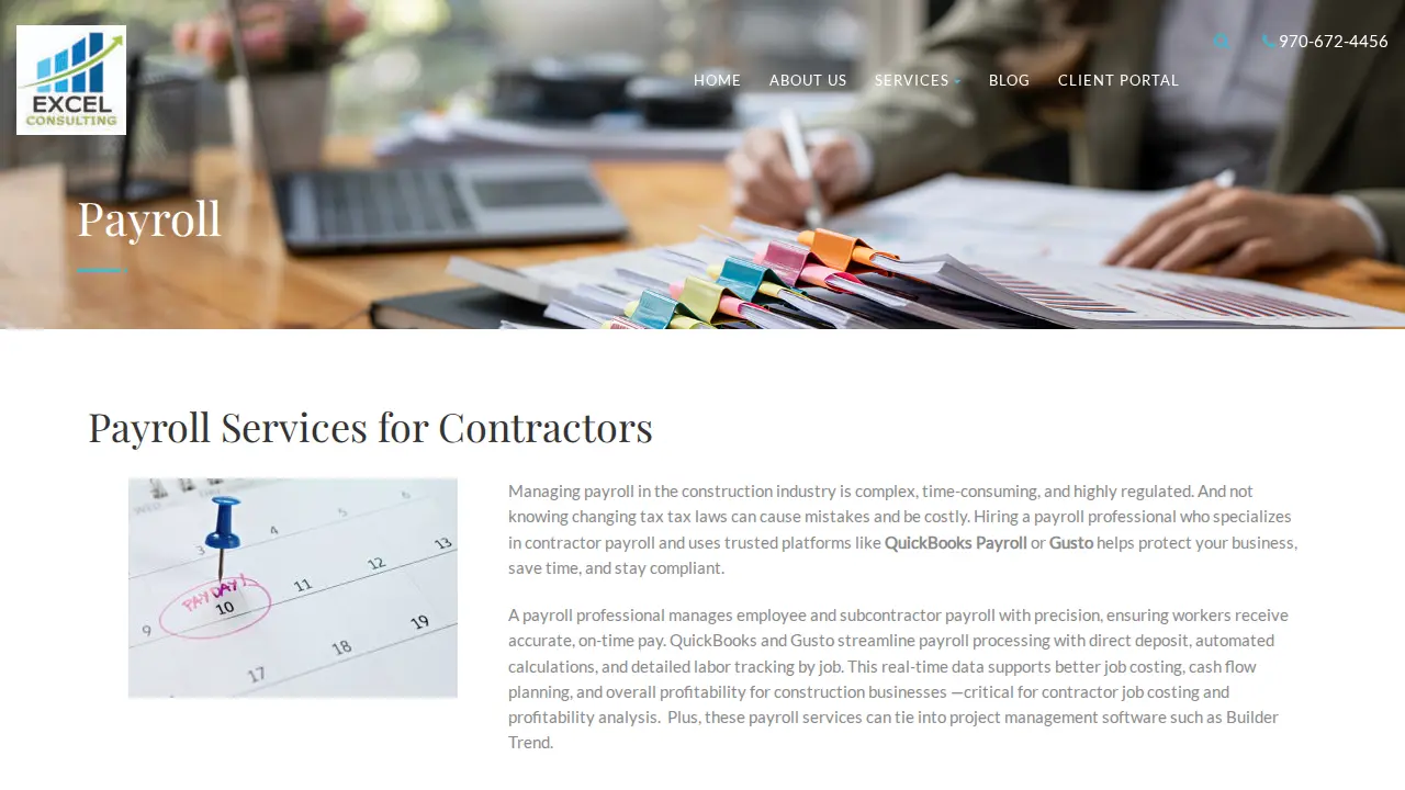 Excel Consulting Solutions page