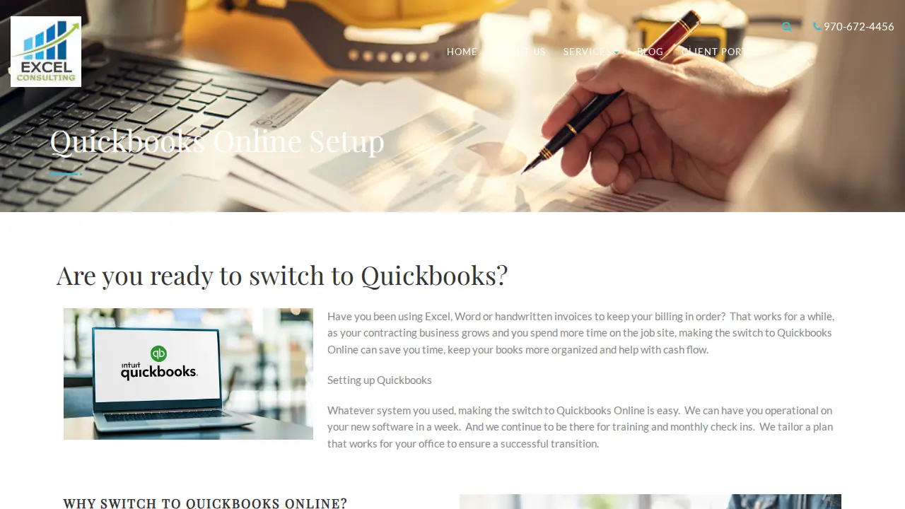 Excel Consulting Solutions page