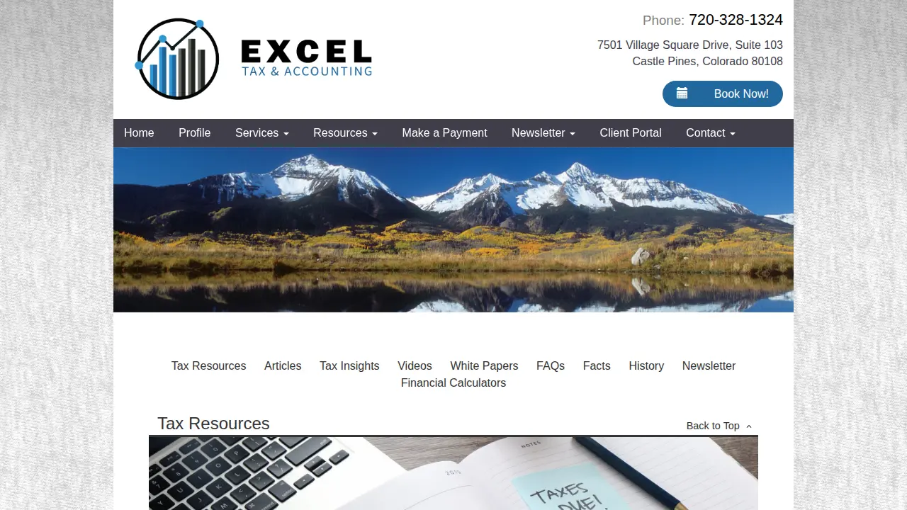 Excel Tax & Accounting Services page