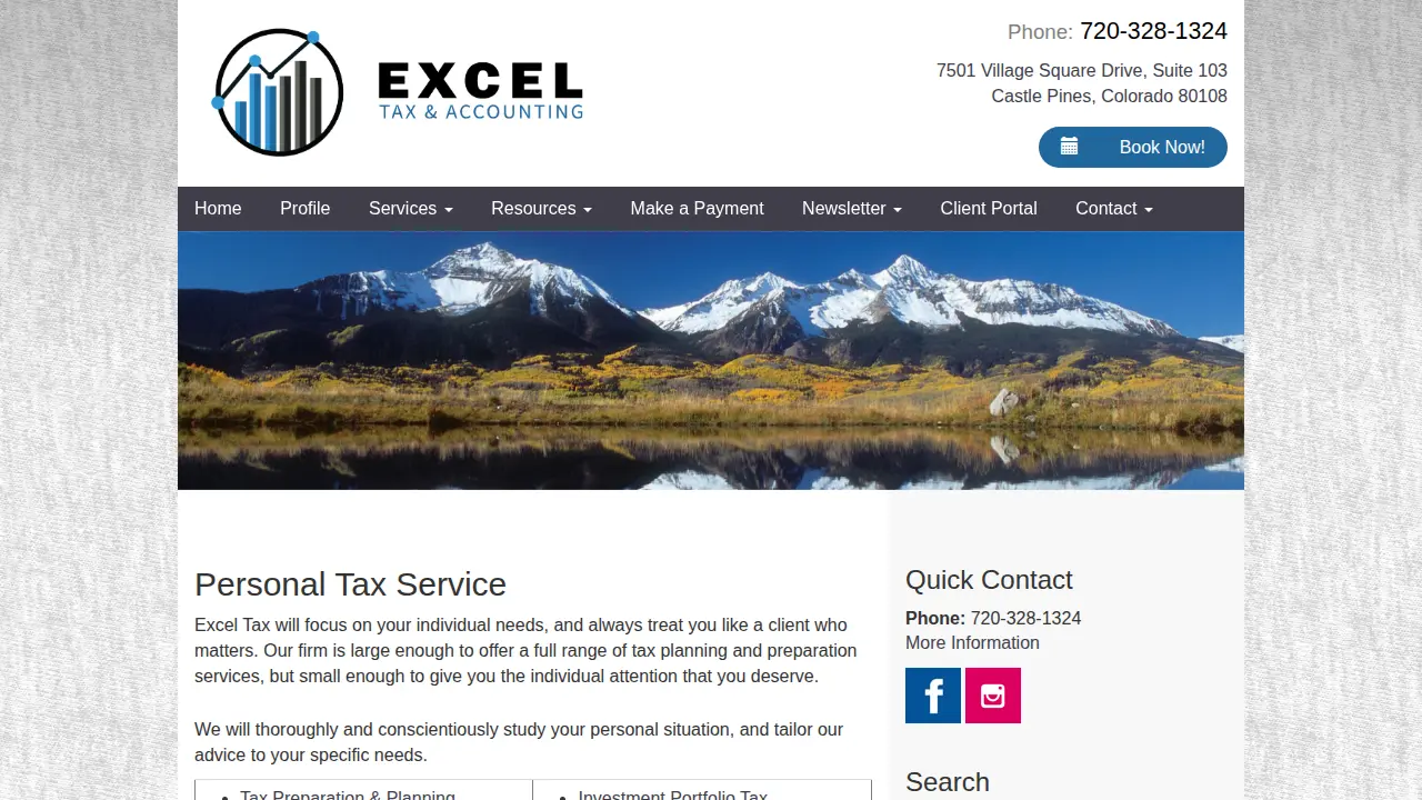 Excel Tax & Accounting Services page