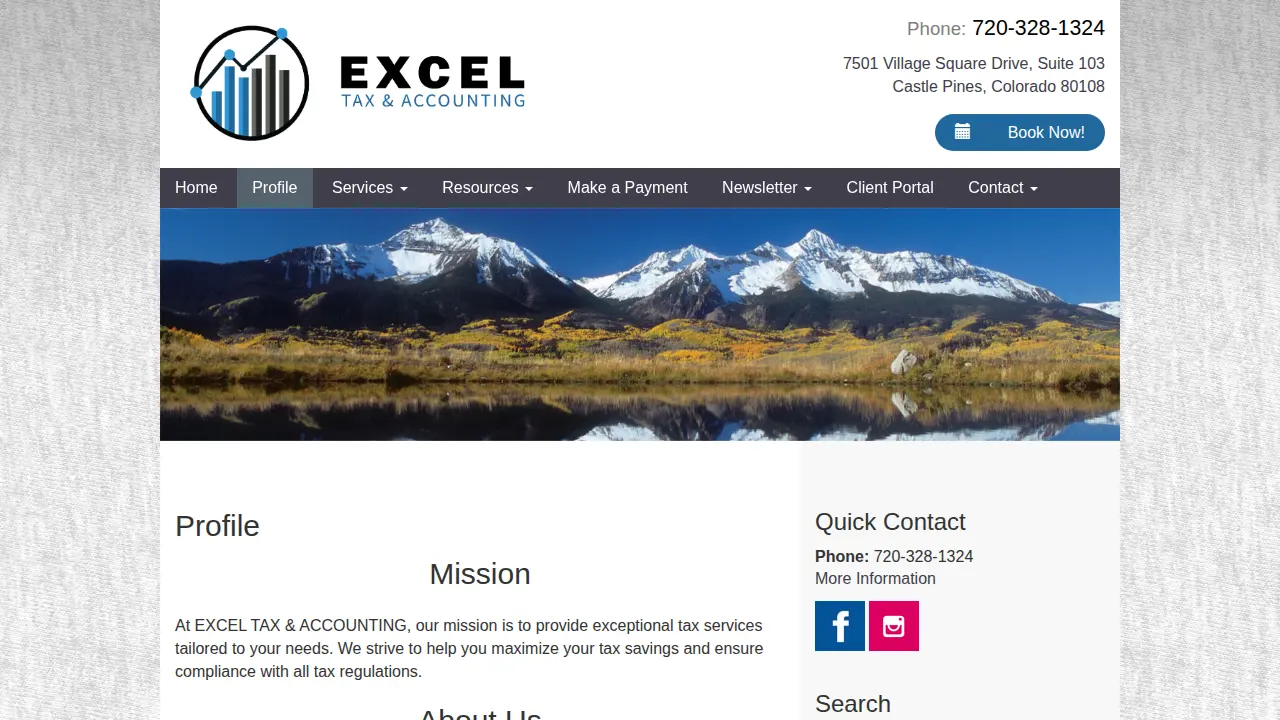 Excel Tax & Accounting Services page