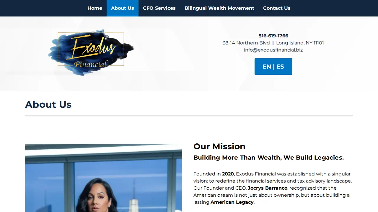 Exodus Financial Services Inc page