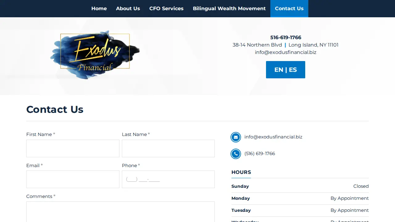 Exodus Financial Services Inc page