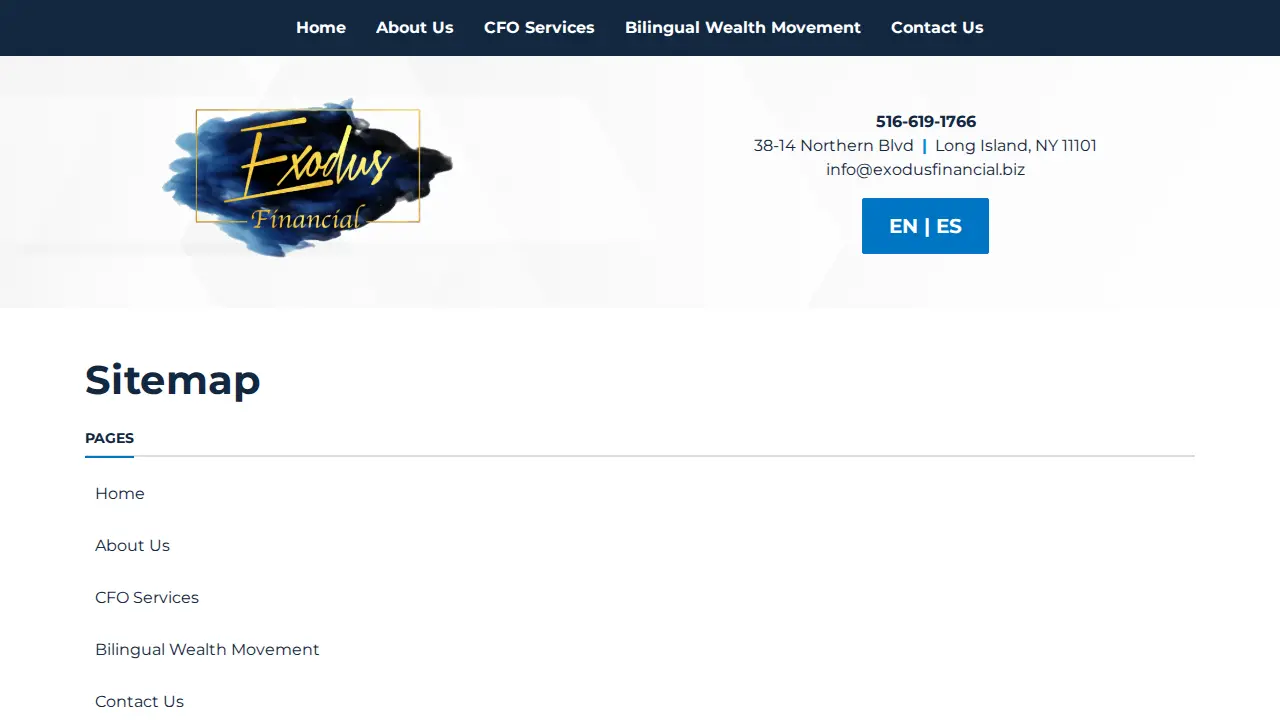 Exodus Financial Services Inc page