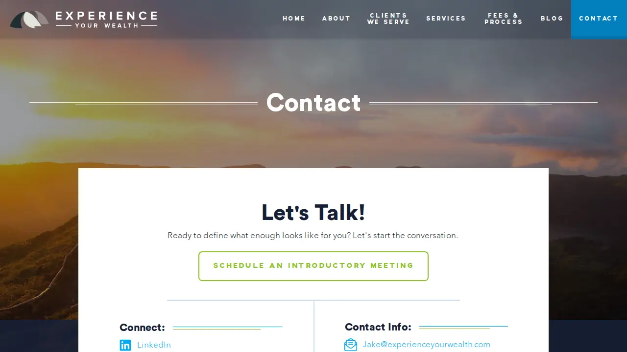 Experience Your Wealth, LLC | Fee-Only Financial Planner page
