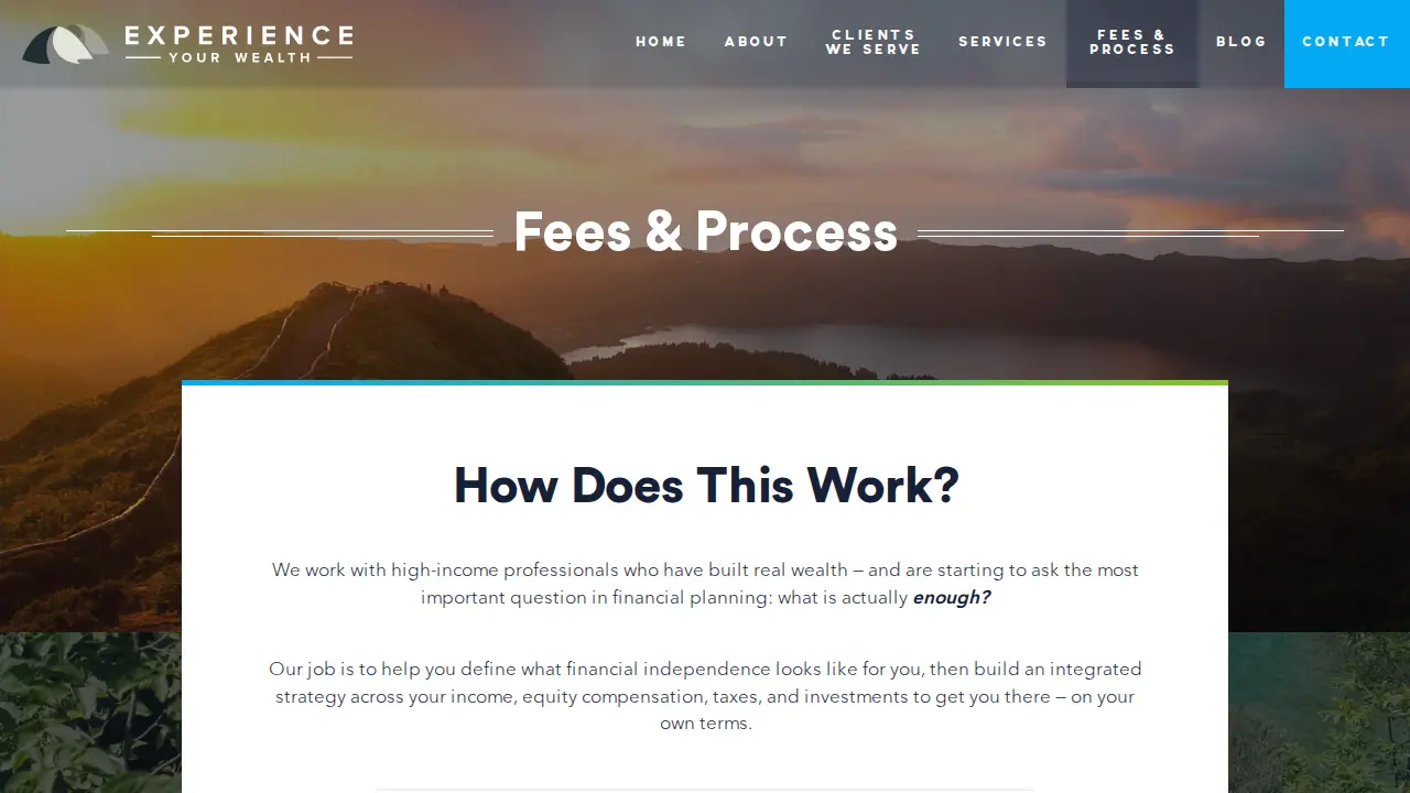 Experience Your Wealth, LLC | Fee-Only Financial Planner page