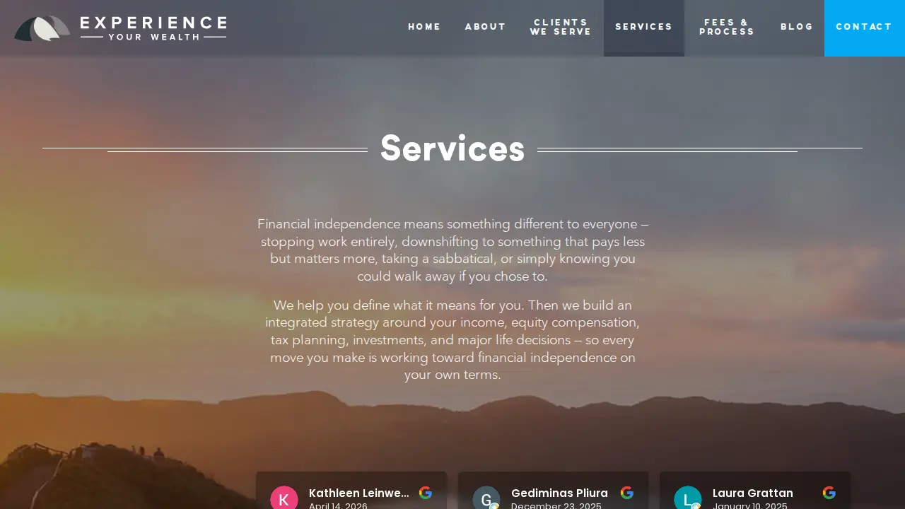 Experience Your Wealth, LLC | Fee-Only Financial Planner page