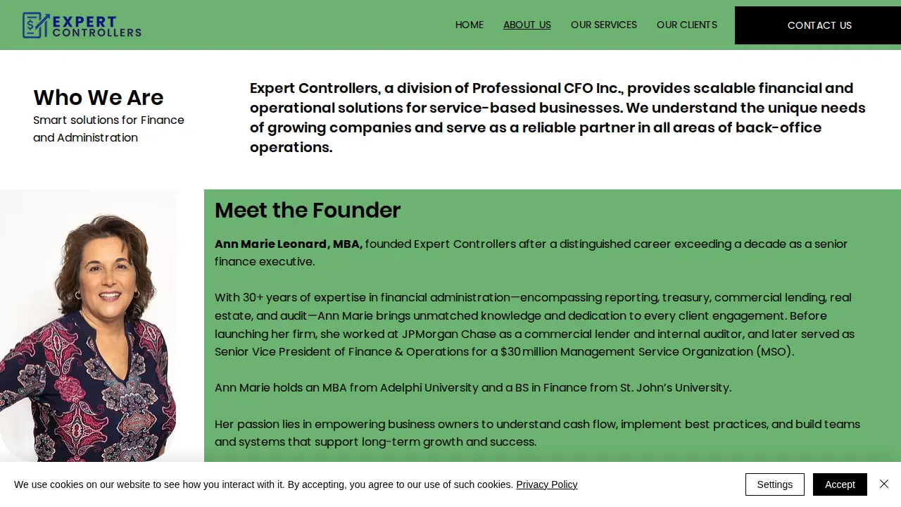 Professional CFO Inc. dba Expert Controllers page