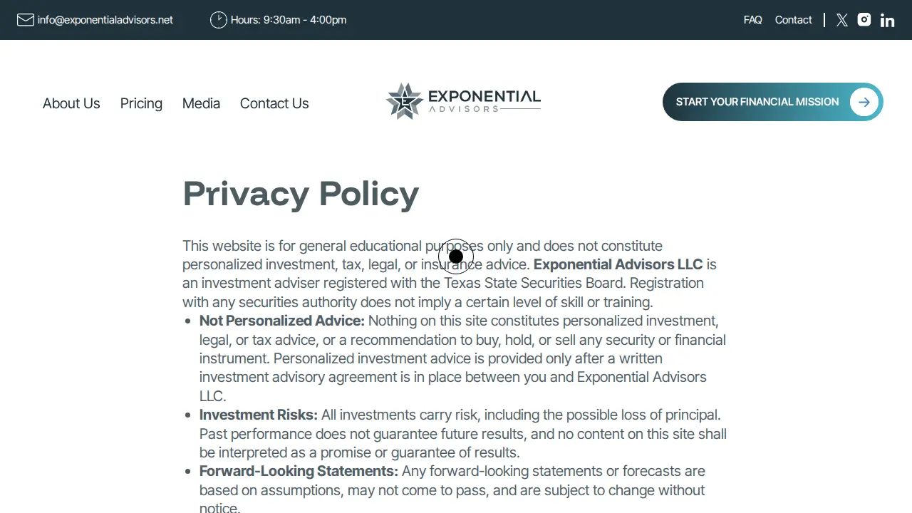 Exponential Advisors LLC page