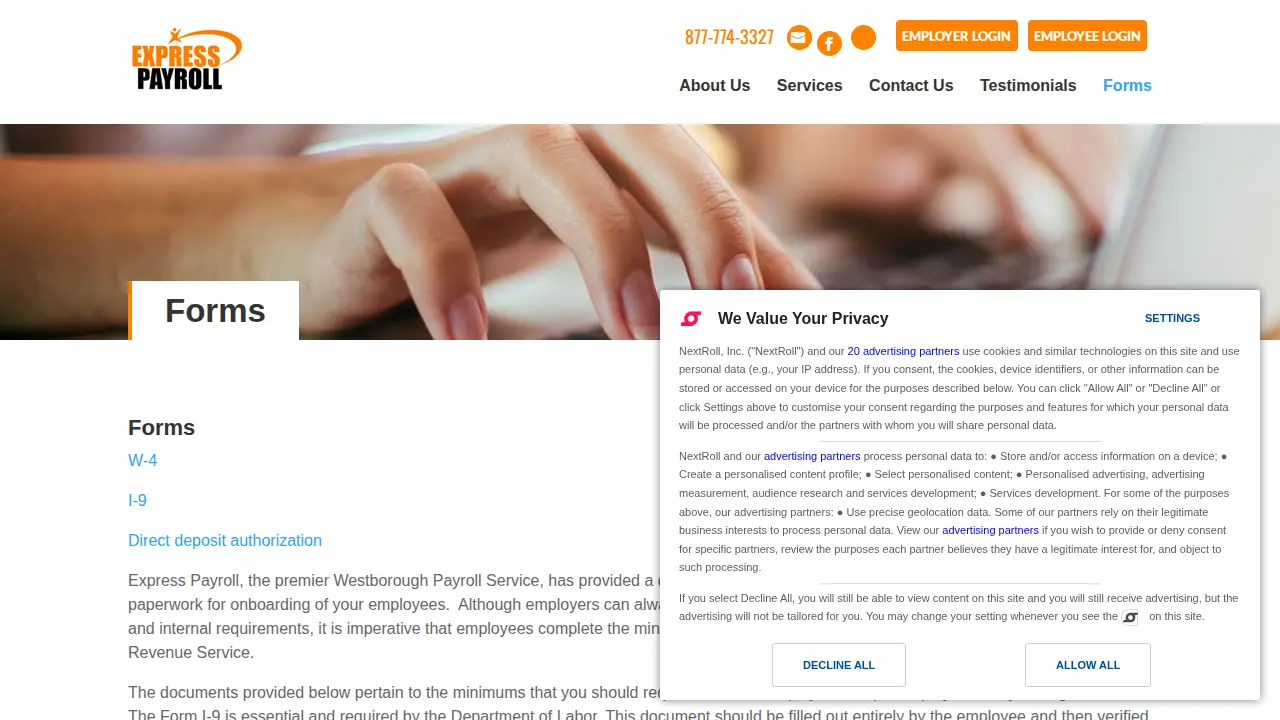 Express Payroll page