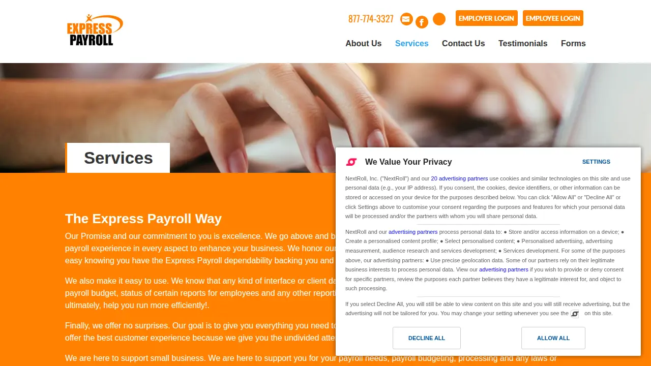 Express Payroll page