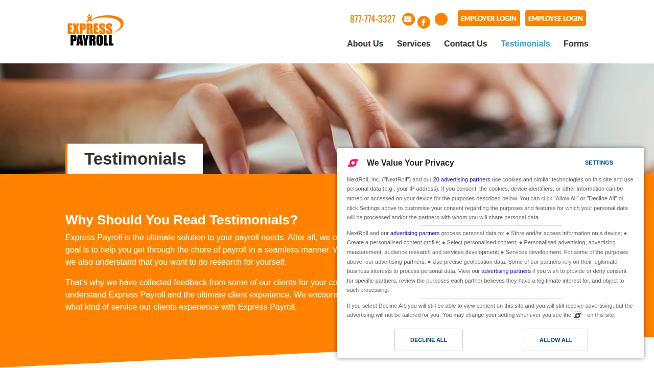 Express Payroll page