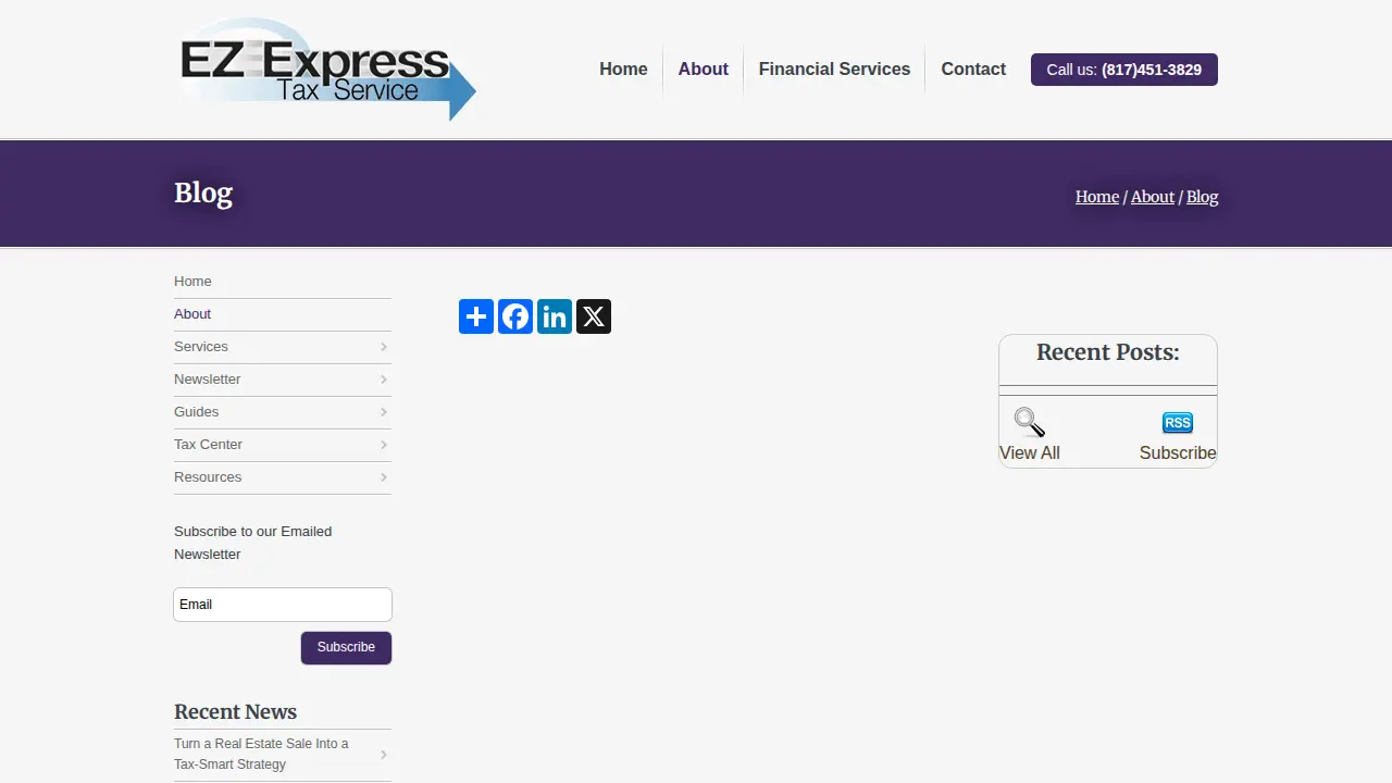 EZ Express Tax Service page