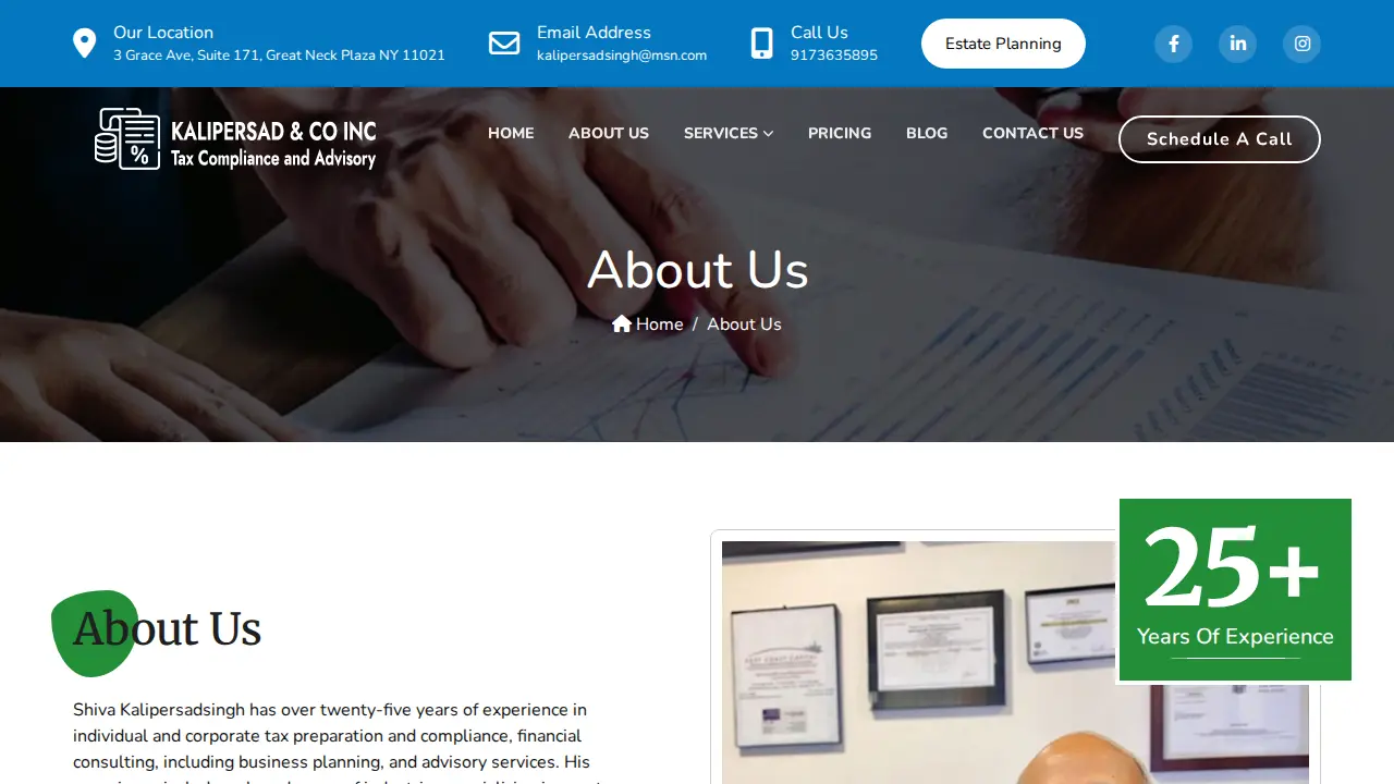 Kalipersad & Co Inc page