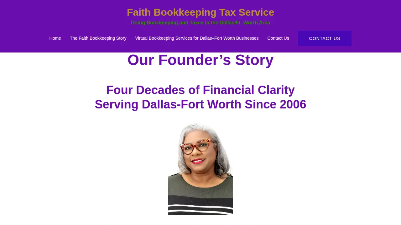 Faith Bookkeeping & Tax Services page