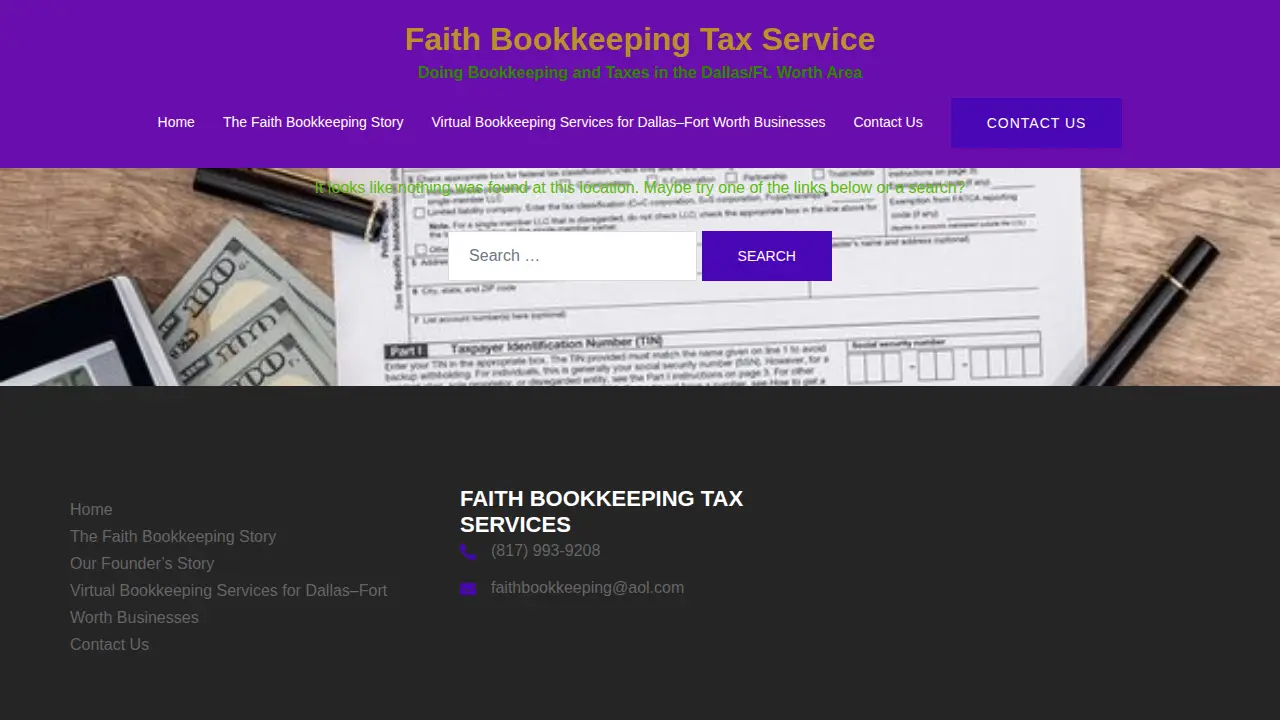 Faith Bookkeeping & Tax Services page