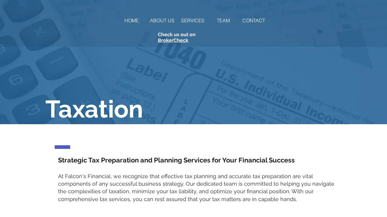 Falcon's Financial and Tax Services page