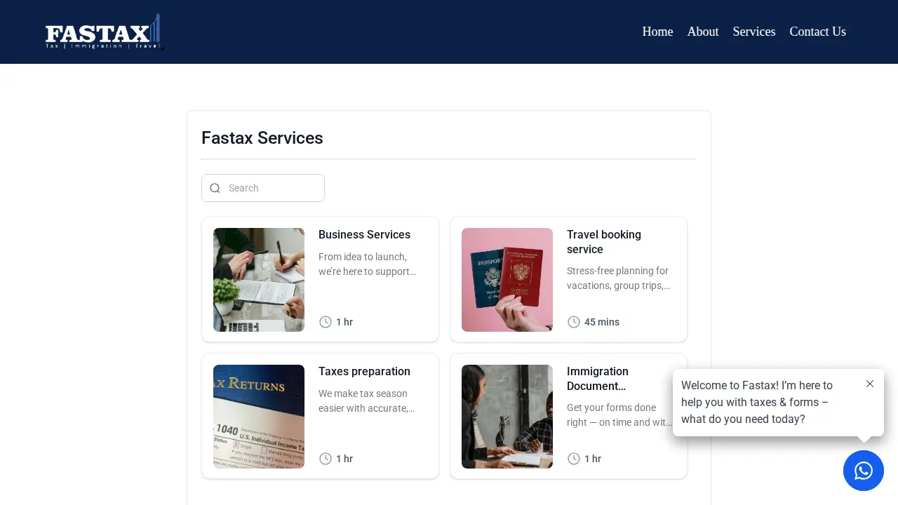 FASTAX PLUS SERVICES page