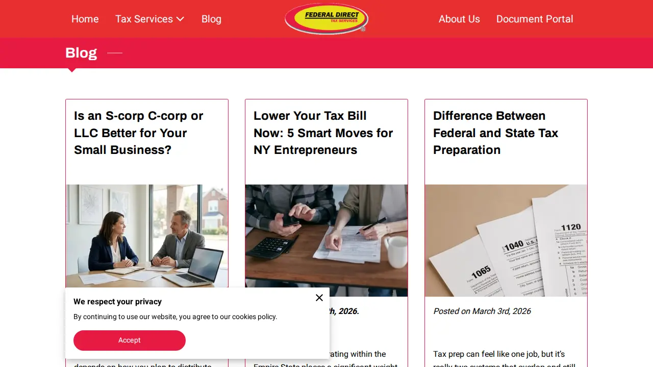 Federal Direct Tax Services page