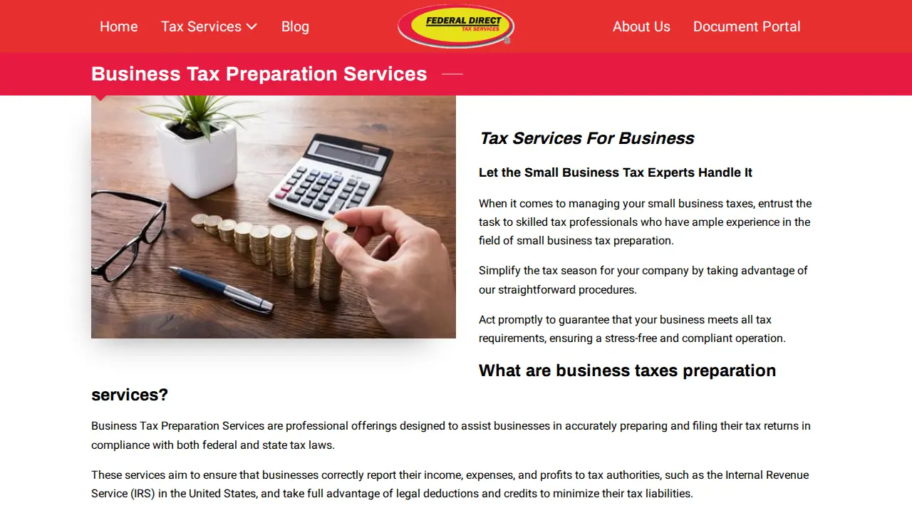 Federal Direct Tax Services page