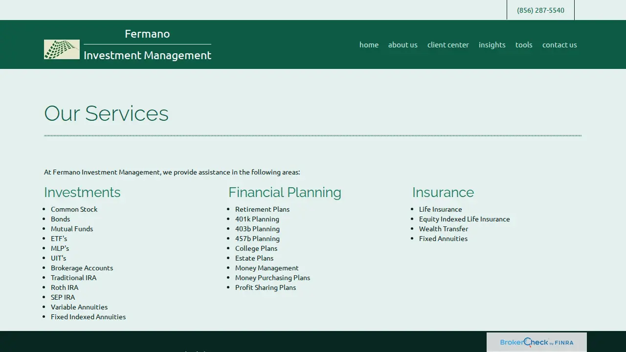 Fermano Investment Management page