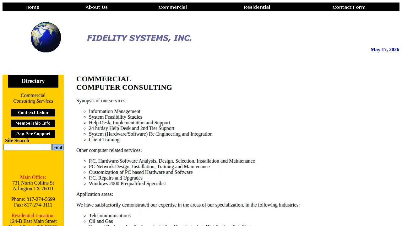 Fidelity Systems, Inc page