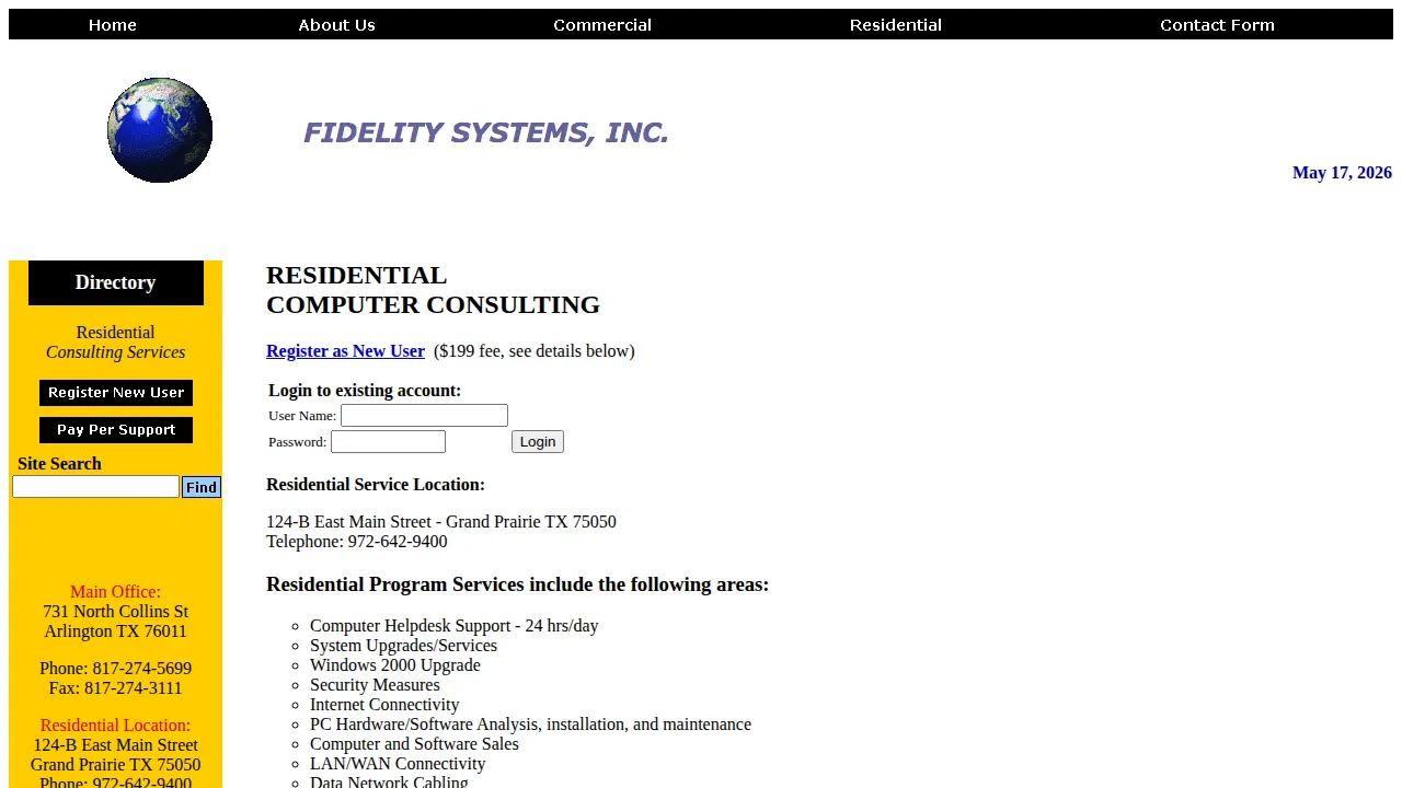 Fidelity Systems, Inc page