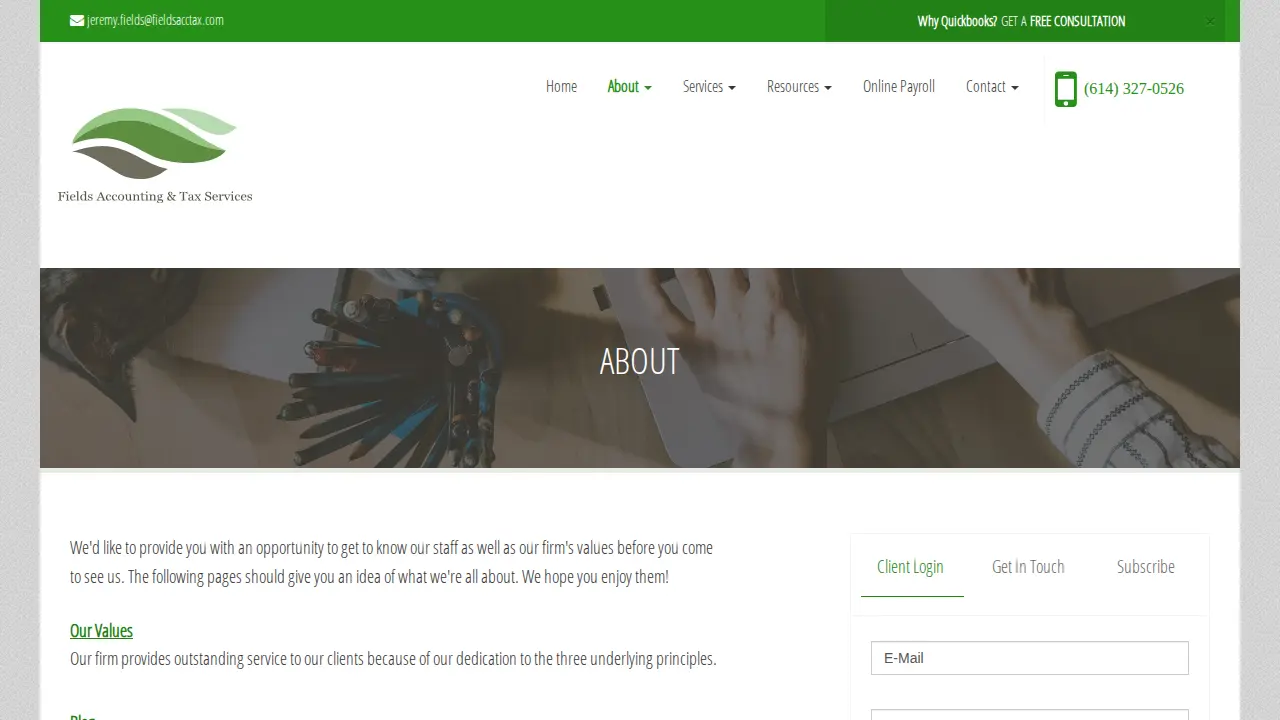 Fields Accounting & Tax Services page
