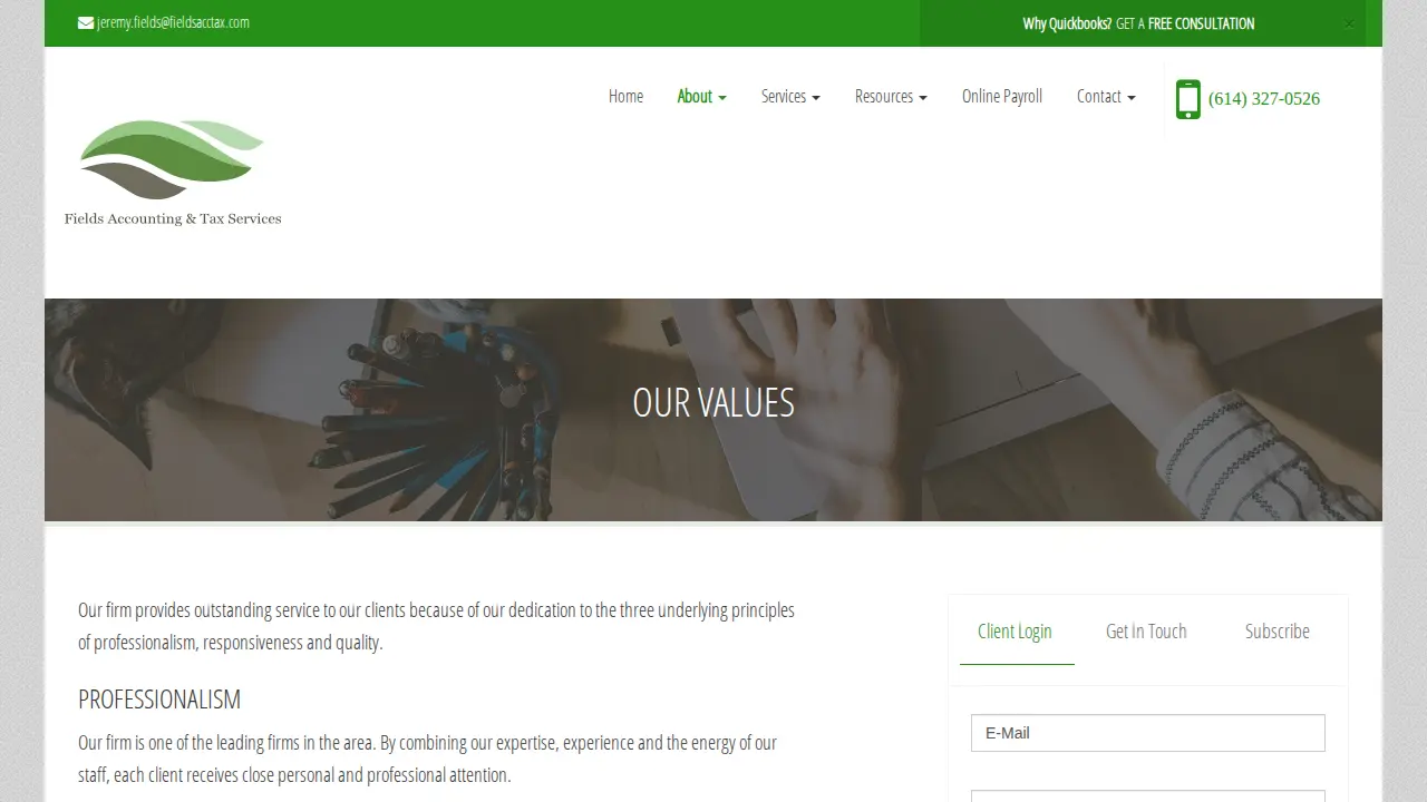 Fields Accounting & Tax Services page