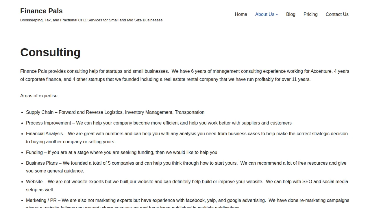 Finance Pals page