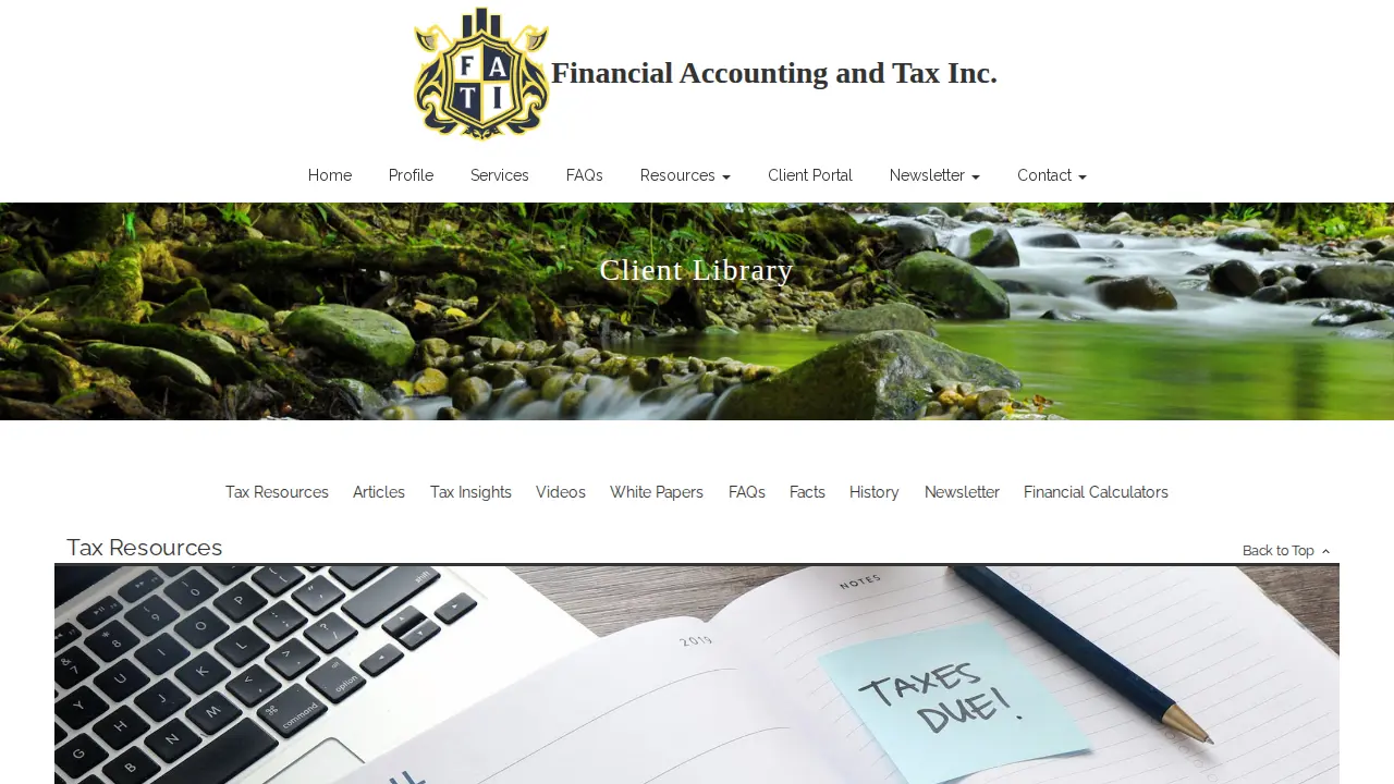 Financial Accounting and Tax incorporated page