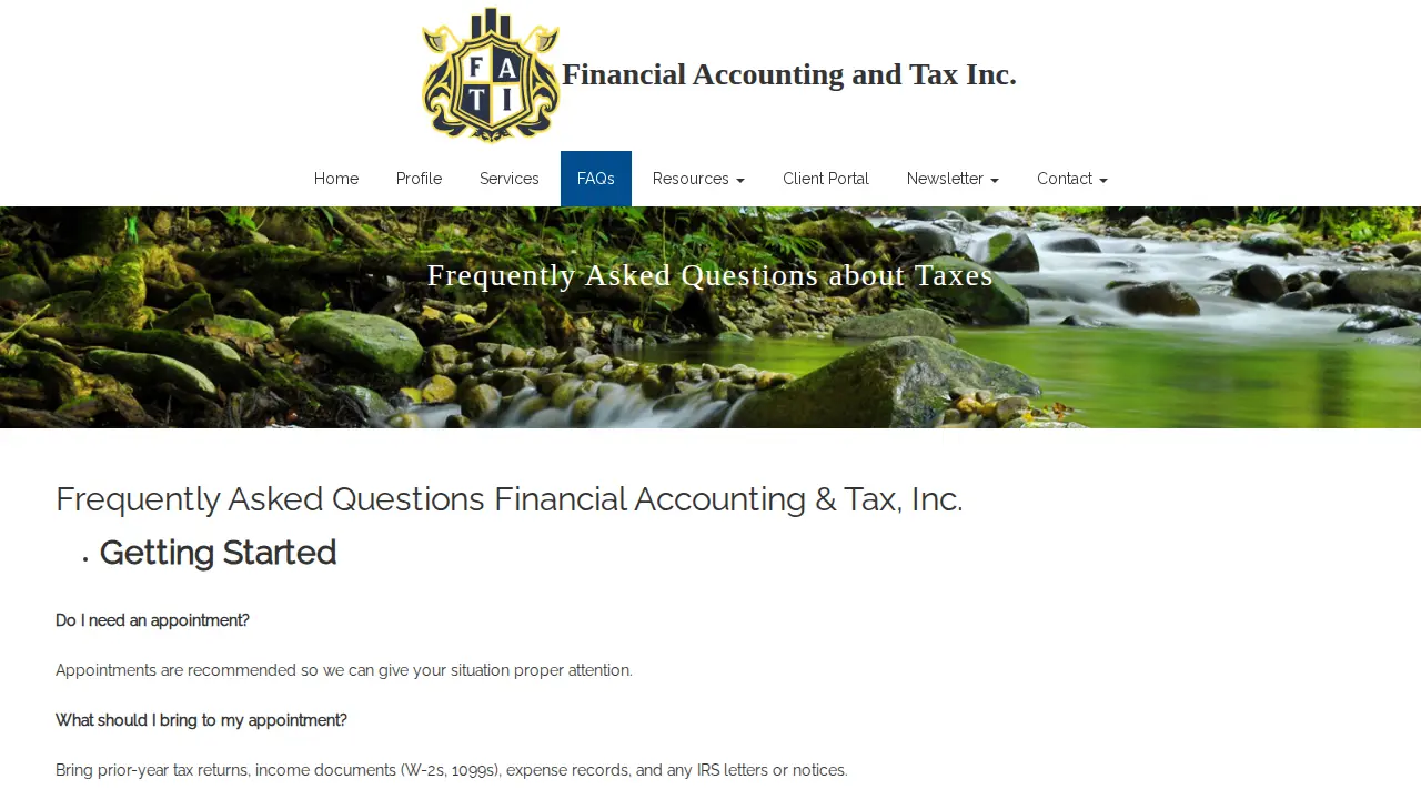 Financial Accounting and Tax incorporated page