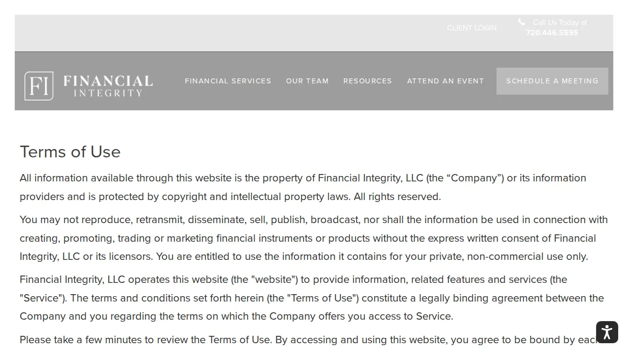 Financial Integrity page