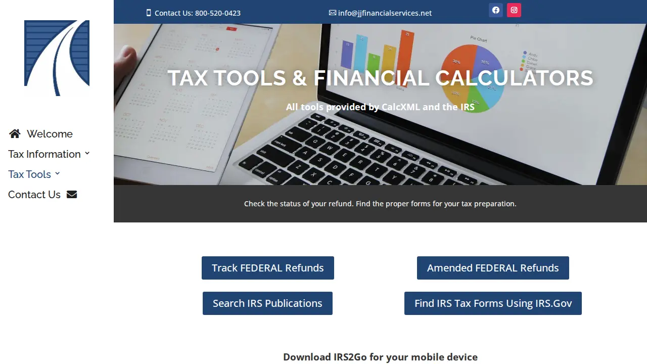 JJ Financial Services page