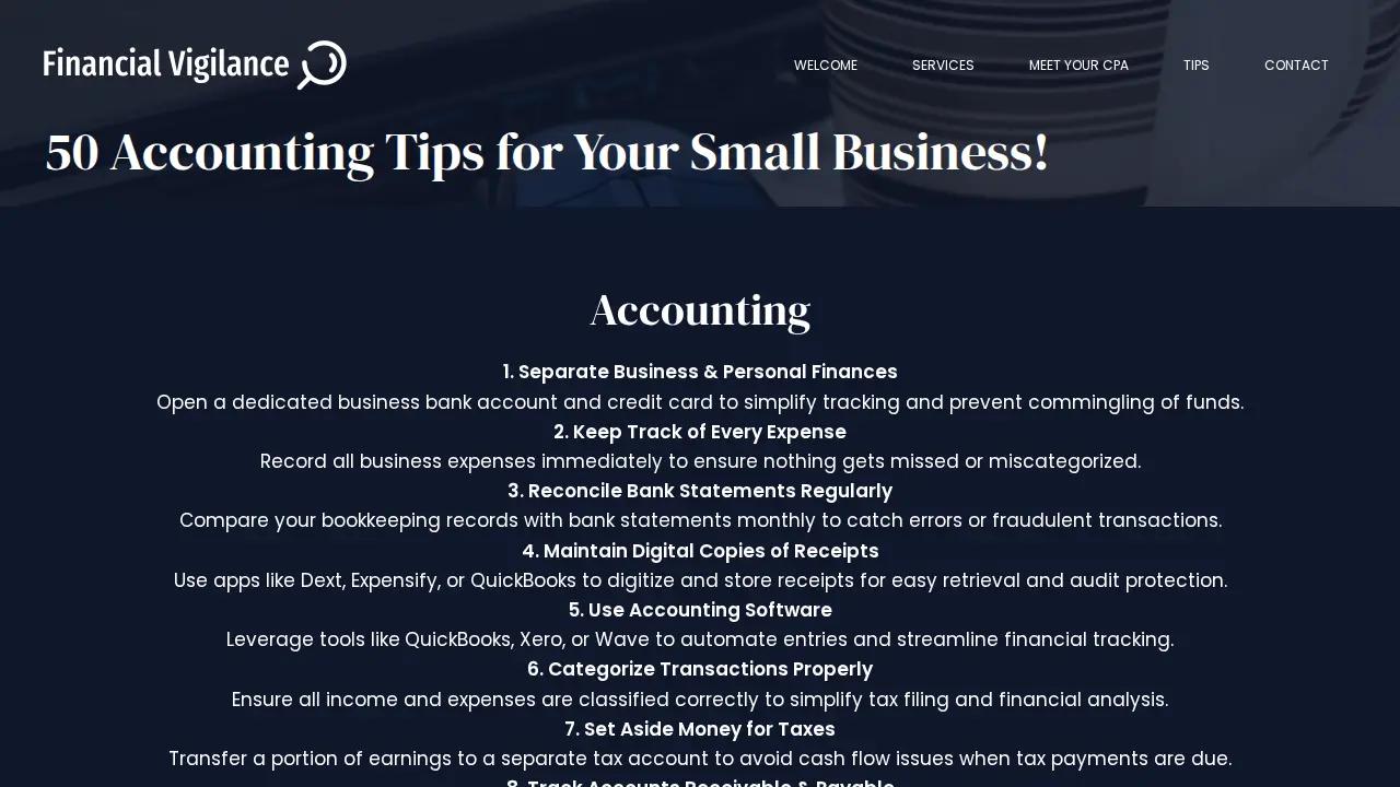 Financial Vigilance page