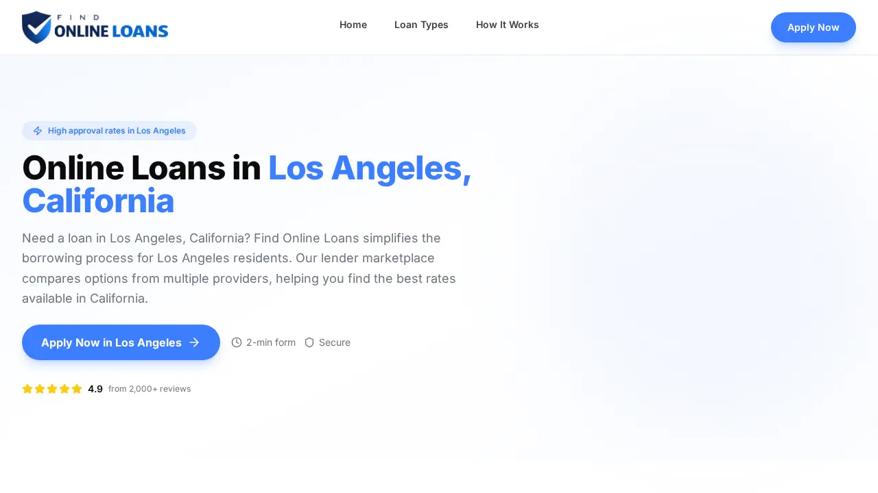 Find Online Loans page