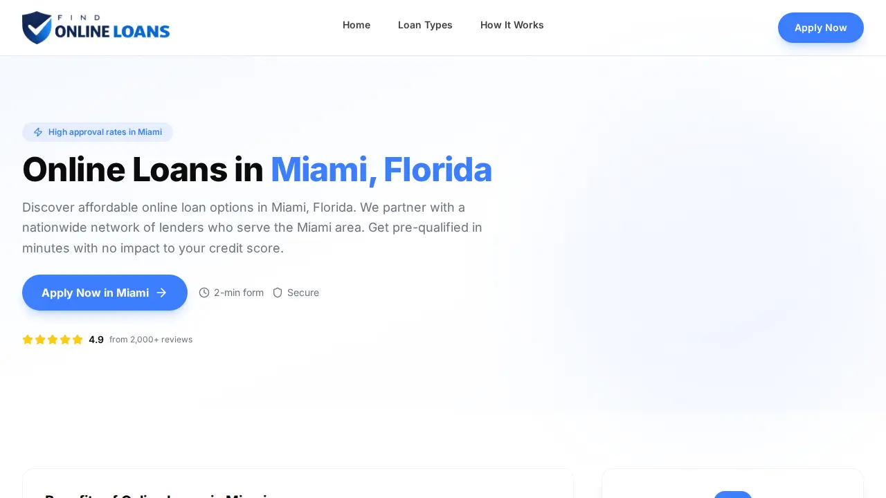 Find Online Loans page