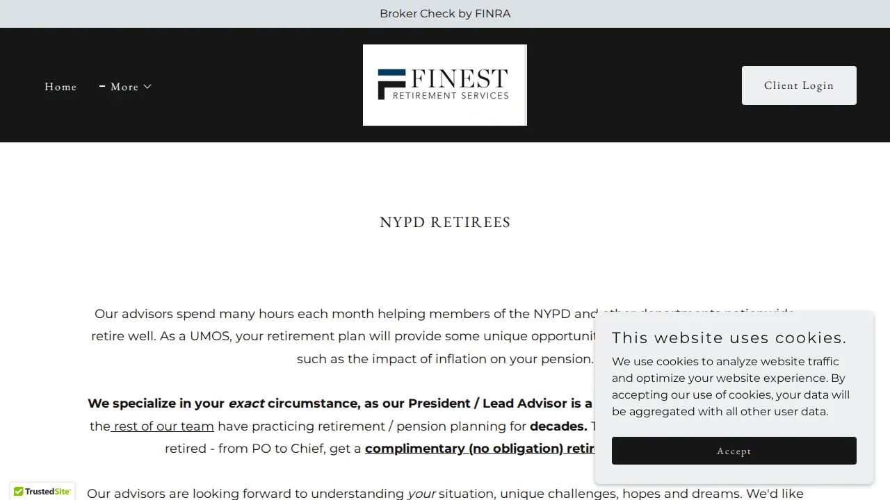 Finest Retirement Services page