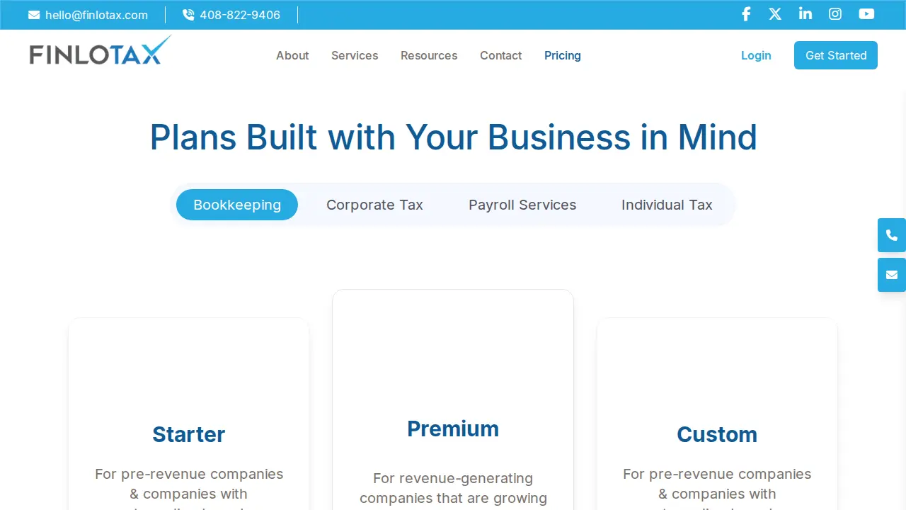 FinloTax | Tax Planning, Bookkeeping & CFO page