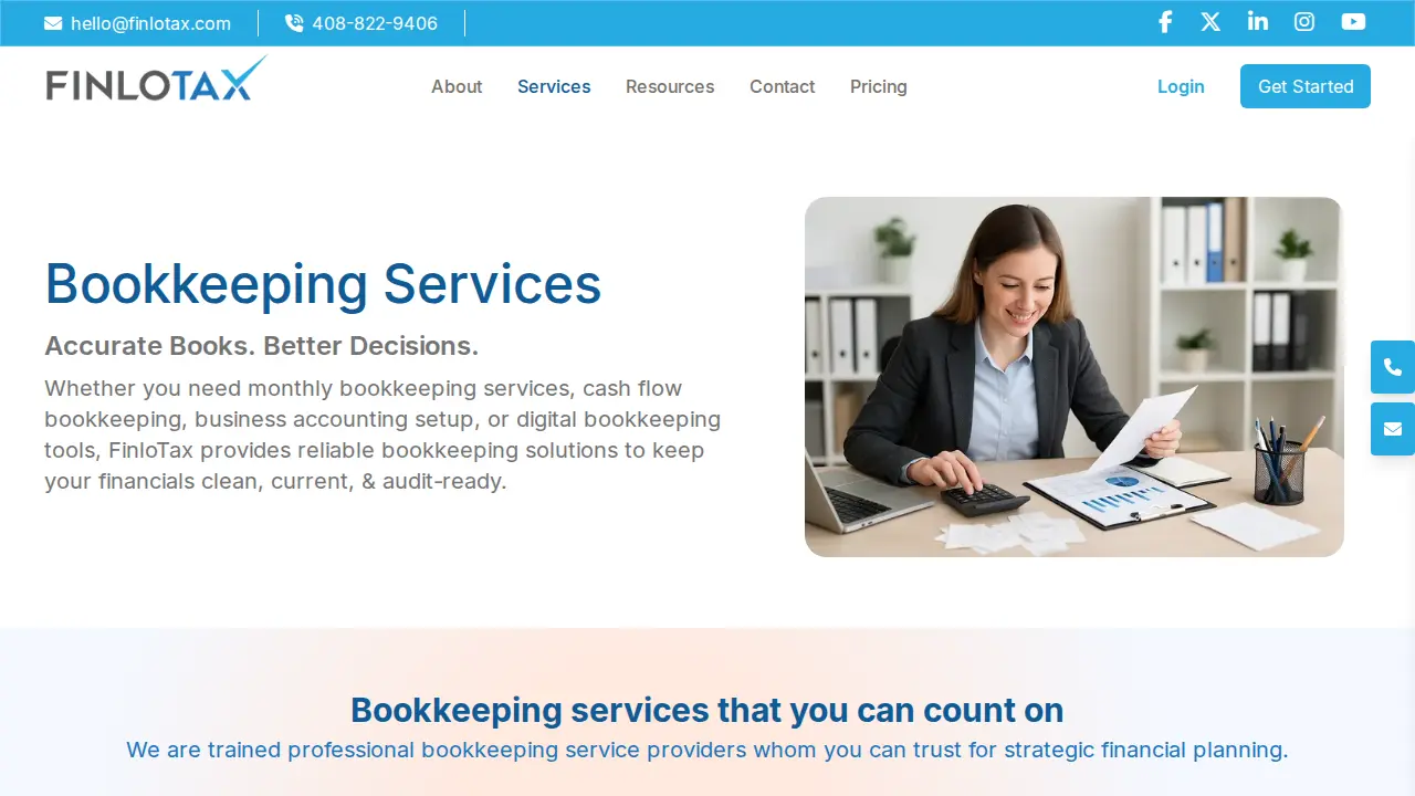 FinloTax | Tax Planning, Bookkeeping & CFO page