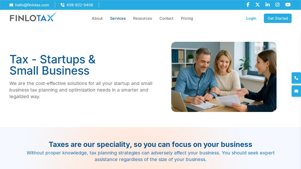 FinloTax | Tax Planning, Bookkeeping & CFO page
