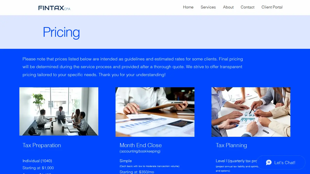 FINTAX CPA page