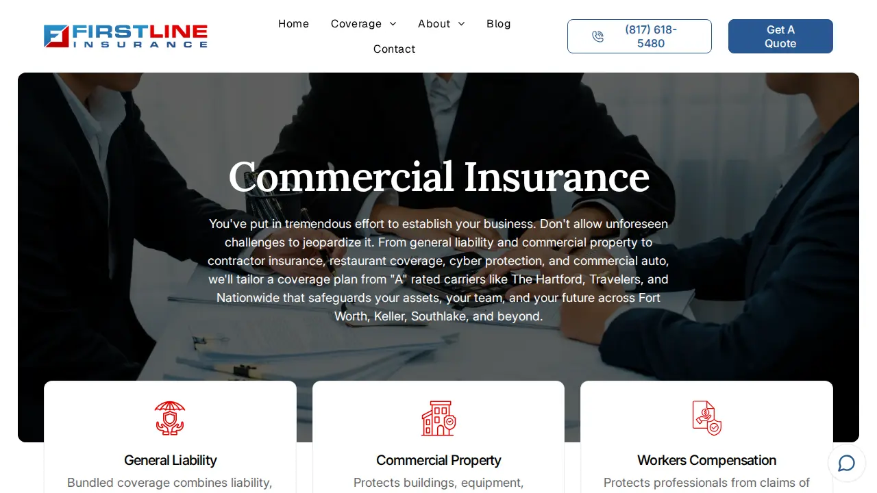 Firstline Insurance Agency page