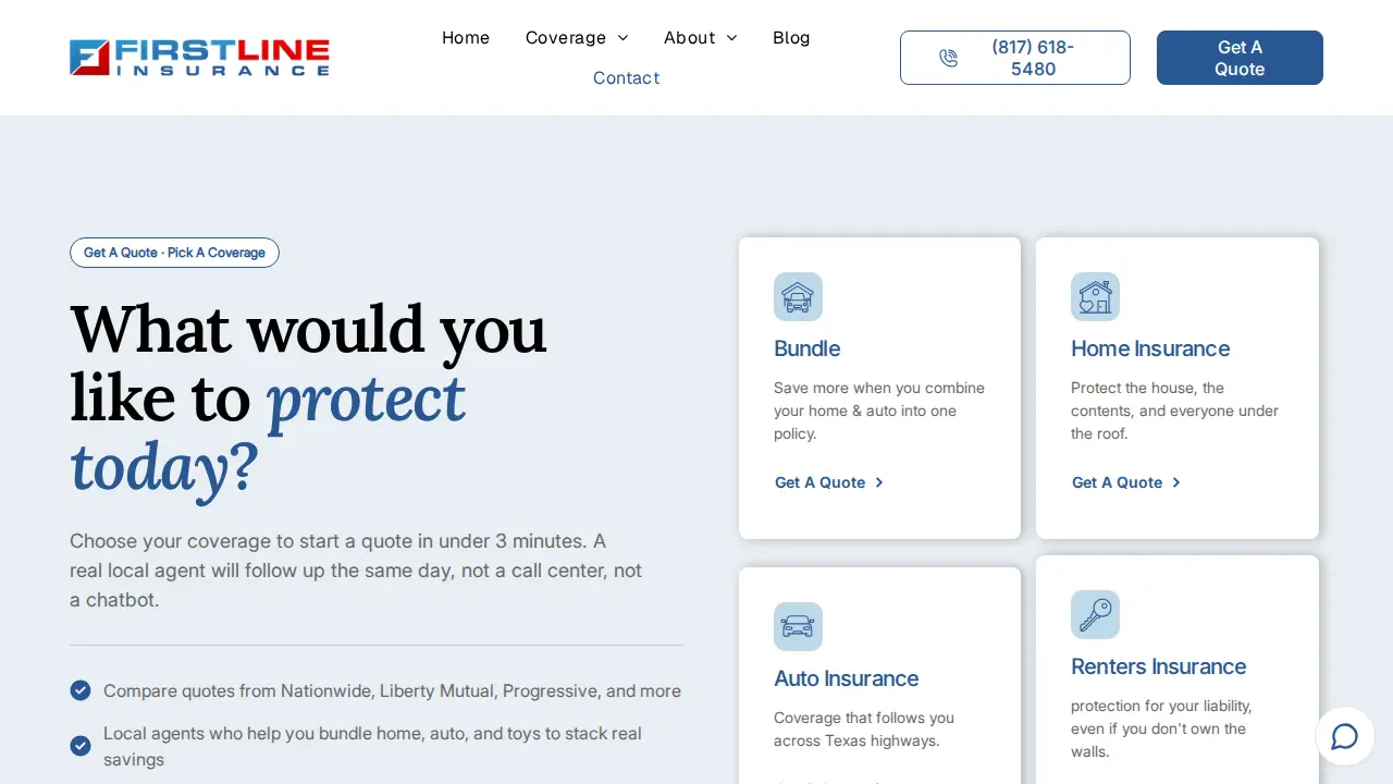 Firstline Insurance Agency page
