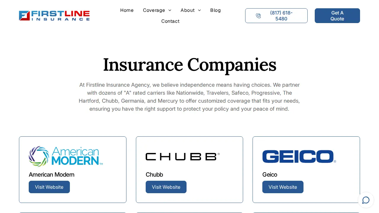 Firstline Insurance Agency page
