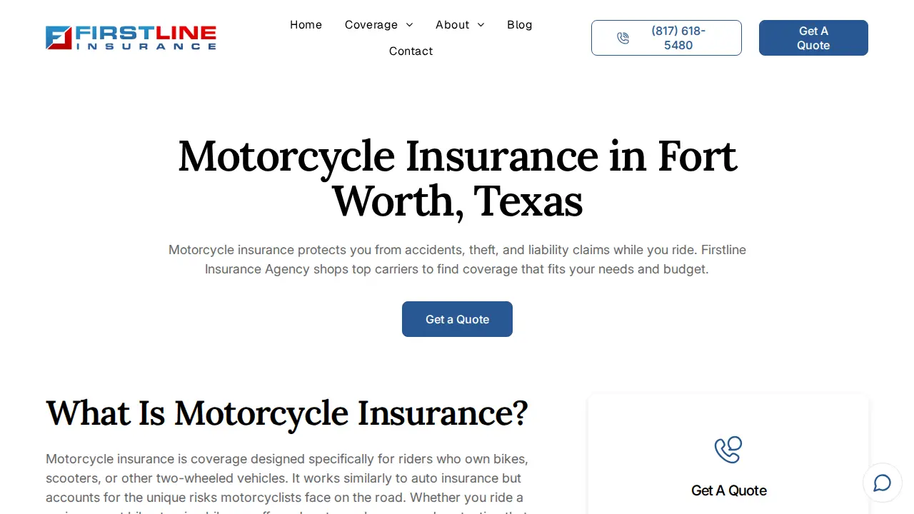 Firstline Insurance Agency page