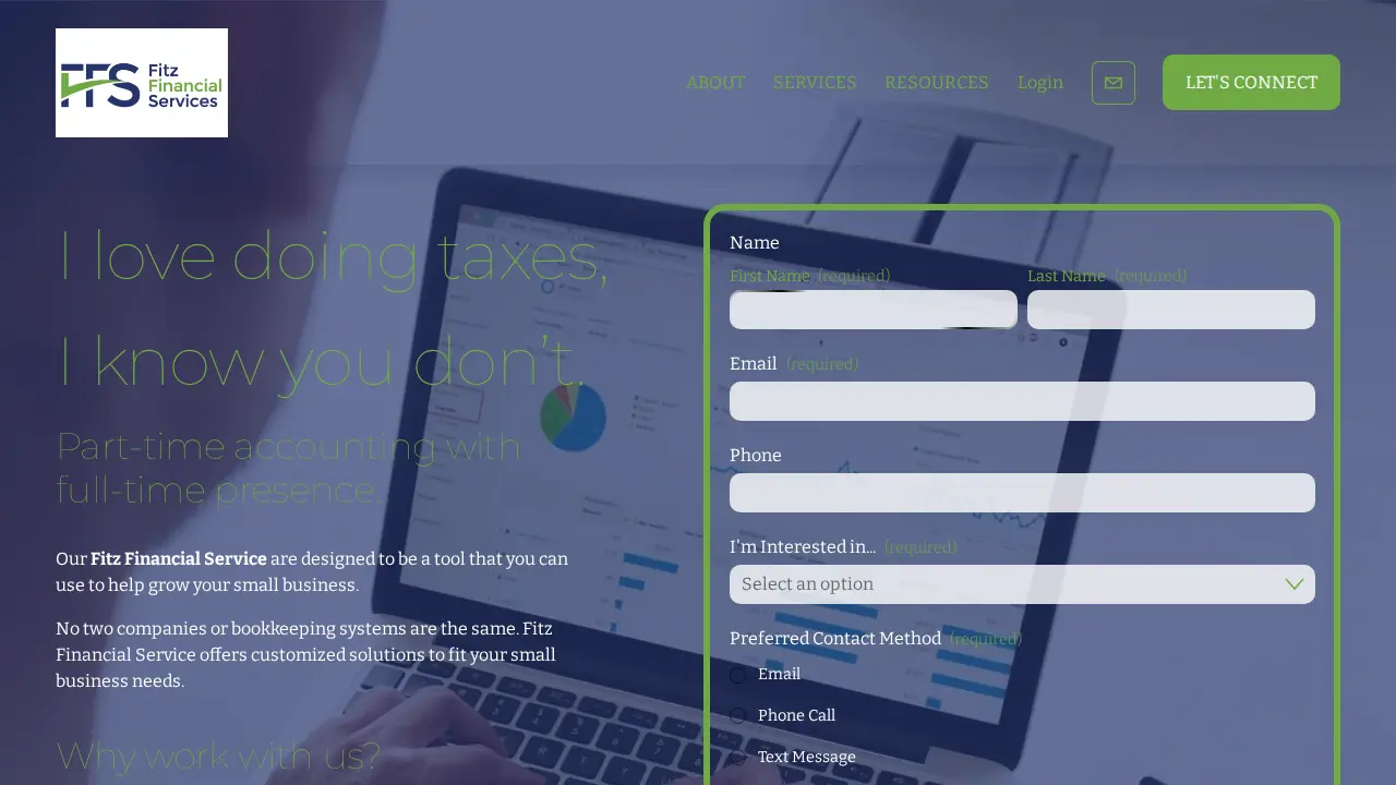Fitz Financial Services page
