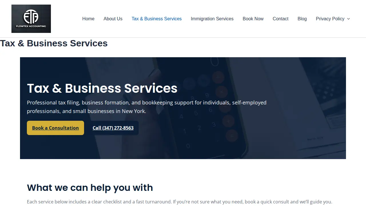FlowTex Accounting page