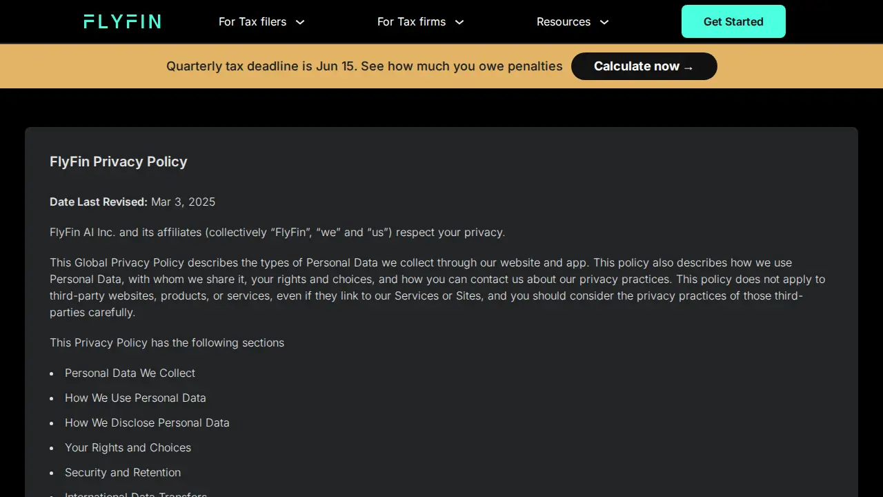 FlyFin AI page